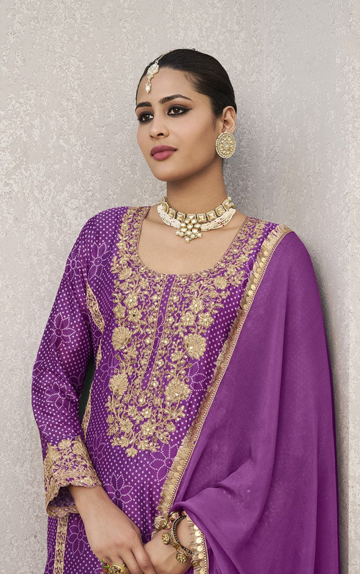 Zarkash Orchid Full Work Suit Set