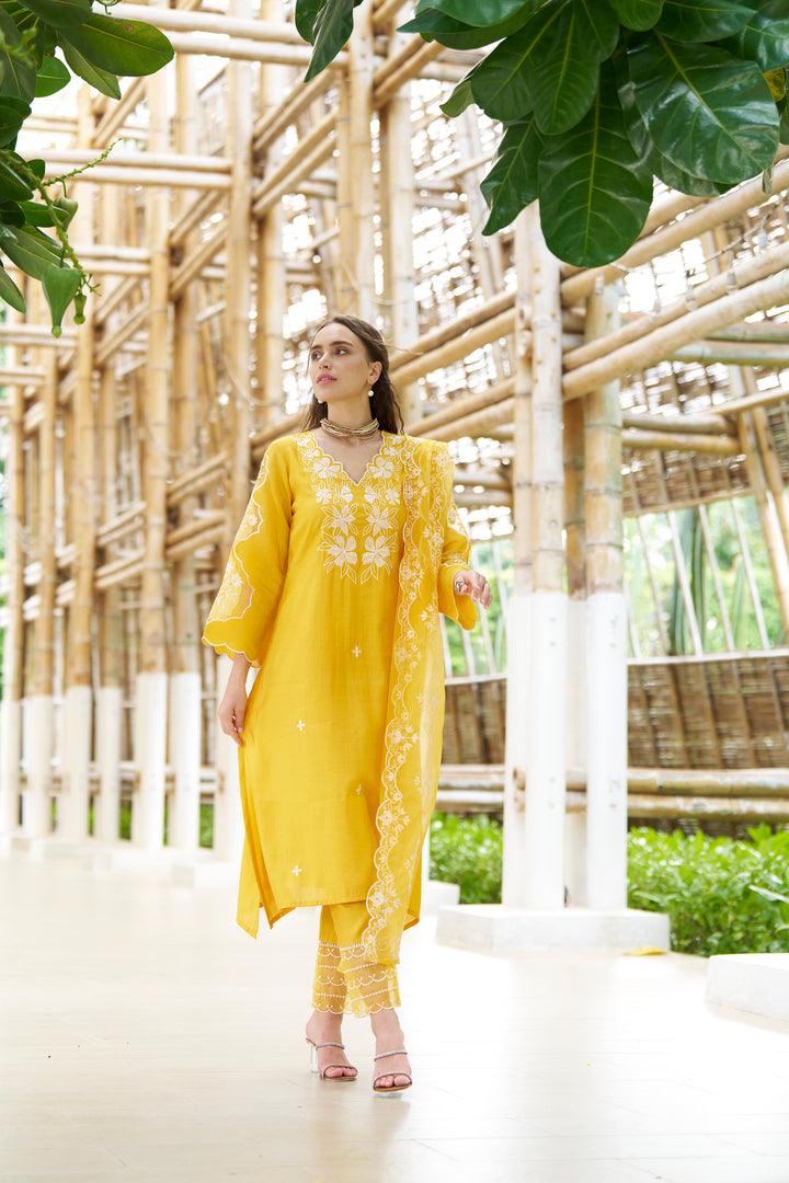 NAVJOT SUNFLOWER EMBROIDERY SUIT SET