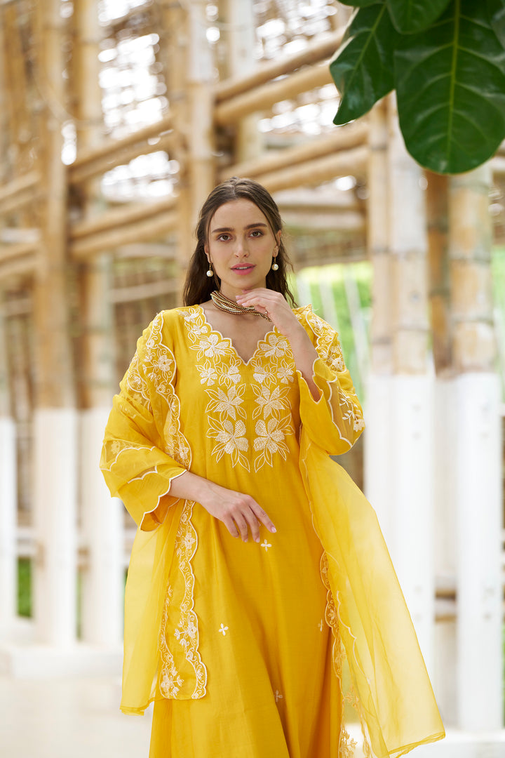 NAVJOT SUNFLOWER EMBROIDERY SUIT SET