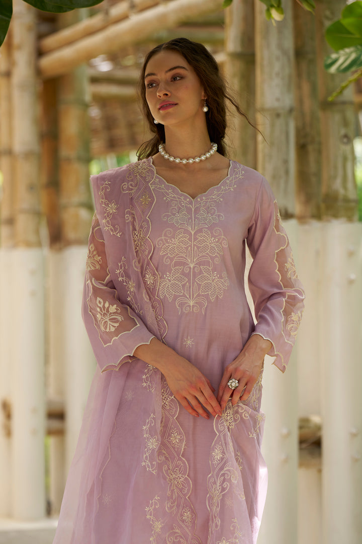 NAVJOT ORCHID EMBROIDERY SUIT SET