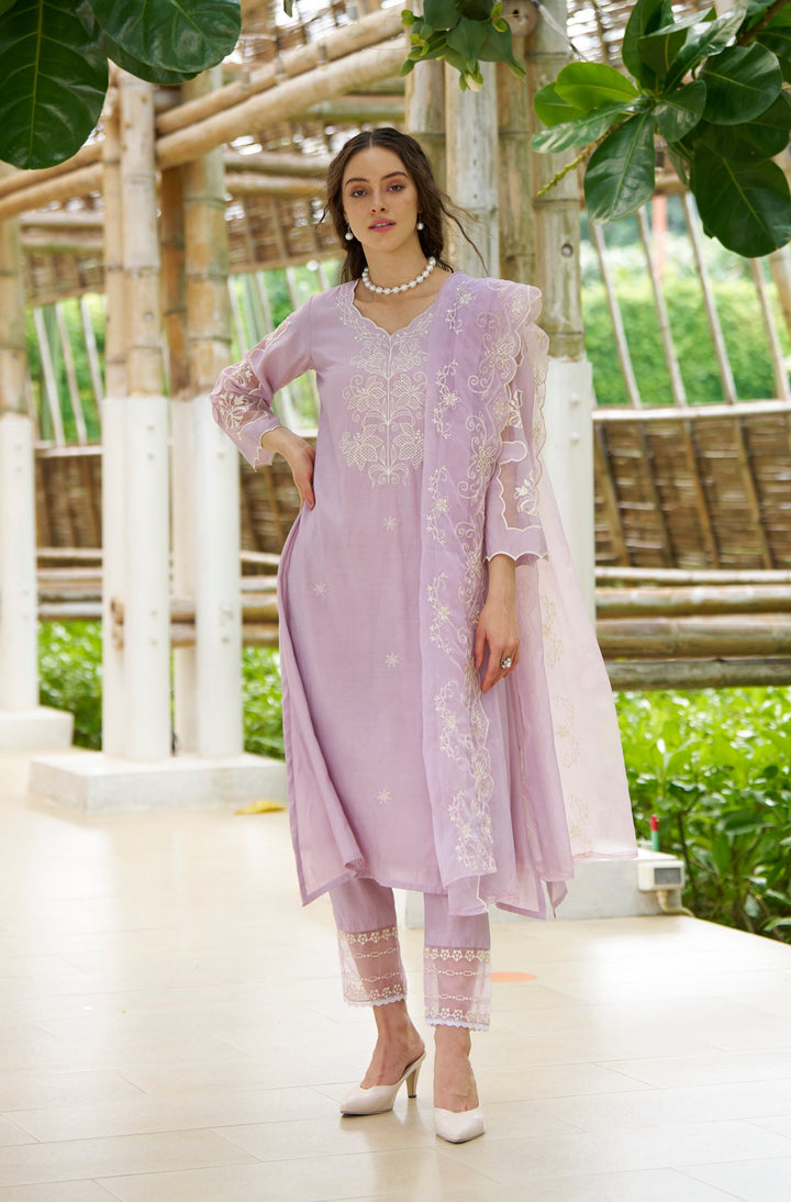 NAVJOT ORCHID EMBROIDERY SUIT SET