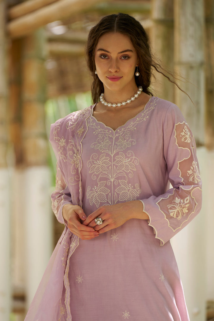 NAVJOT ORCHID EMBROIDERY SUIT SET
