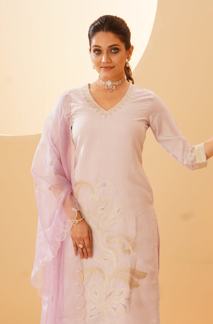 Bhavya Orchid Full Work Suit Set