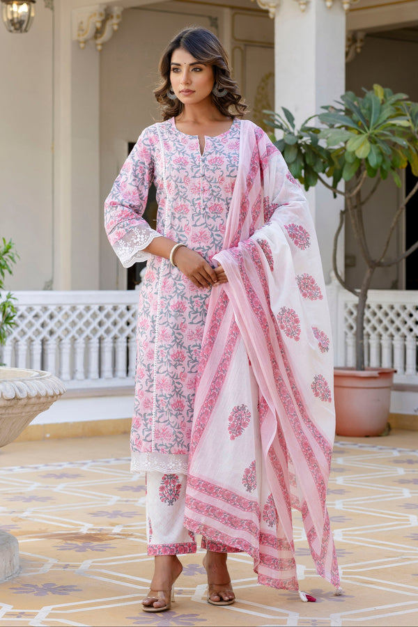 Samiha Blush Pure Cotton Suit Set