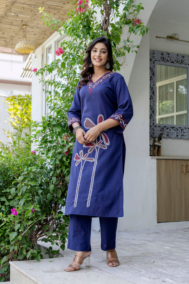 Samiha Indi embroidery cotton kurta pant set