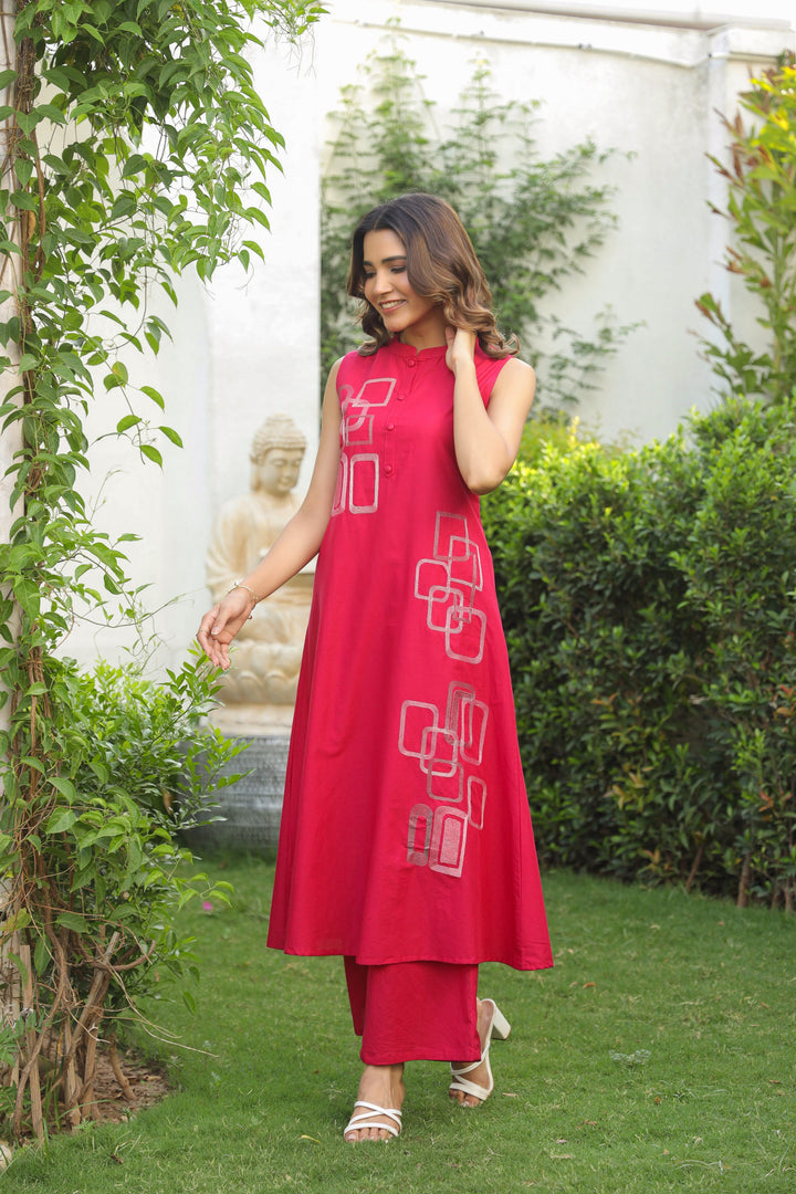 Sagarika Rose Embroidery Cotton Kurta Pant Set