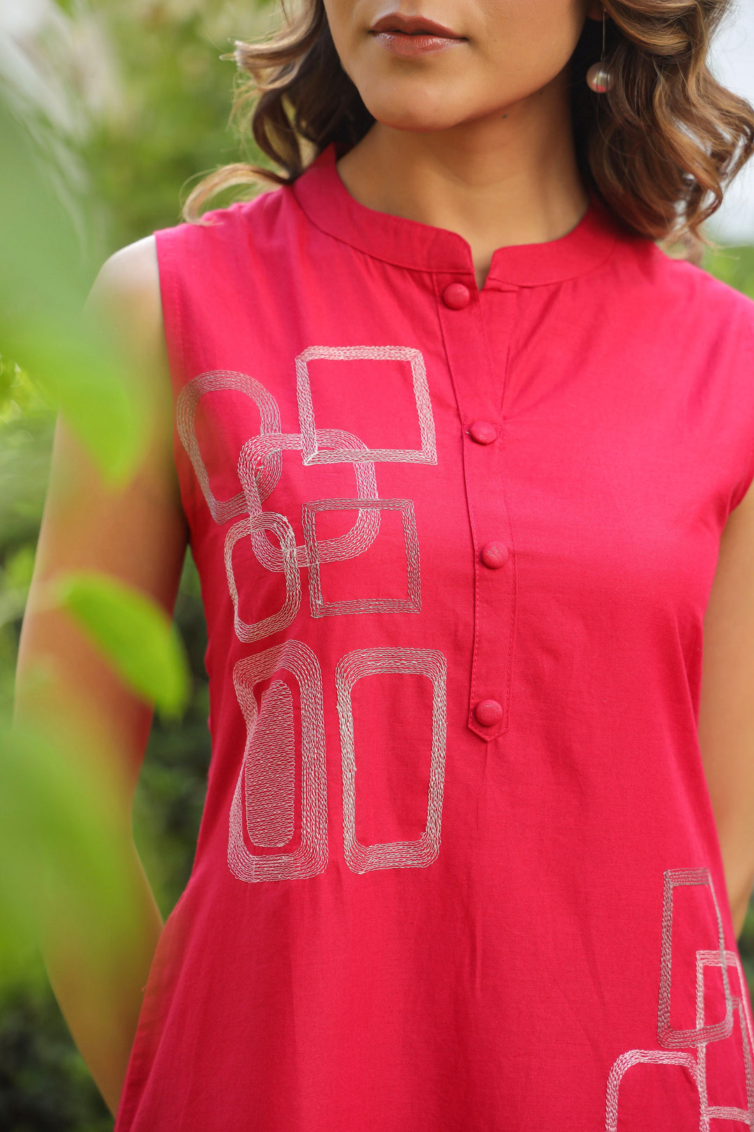 Sagarika Rose Embroidery Cotton Kurta Pant Set