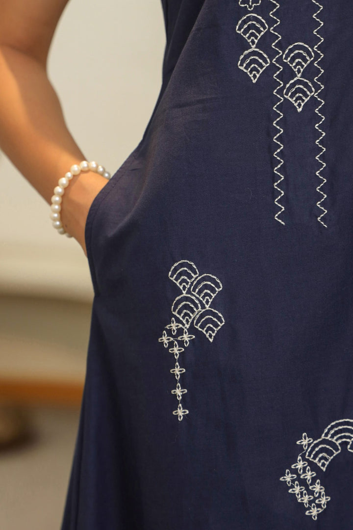 Sagarika Flax Embroidery Cotton Kurta Pant set