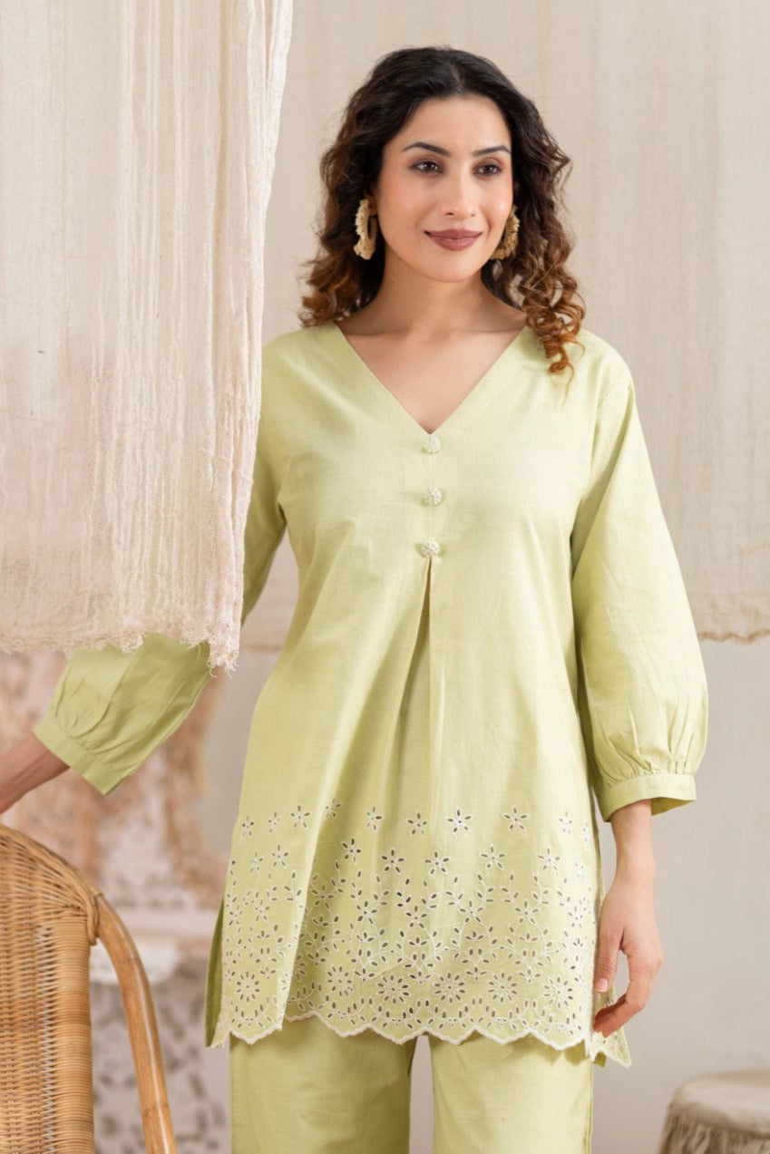 Sharad maize schiffli Co-ord set