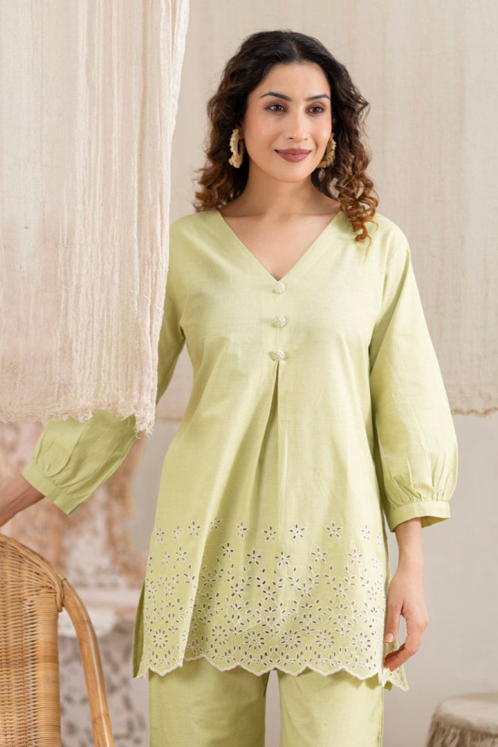 Sharad maize schiffli Co-ord set