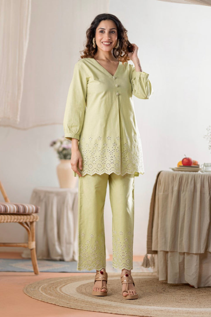 Sharad maize schiffli Co-ord set