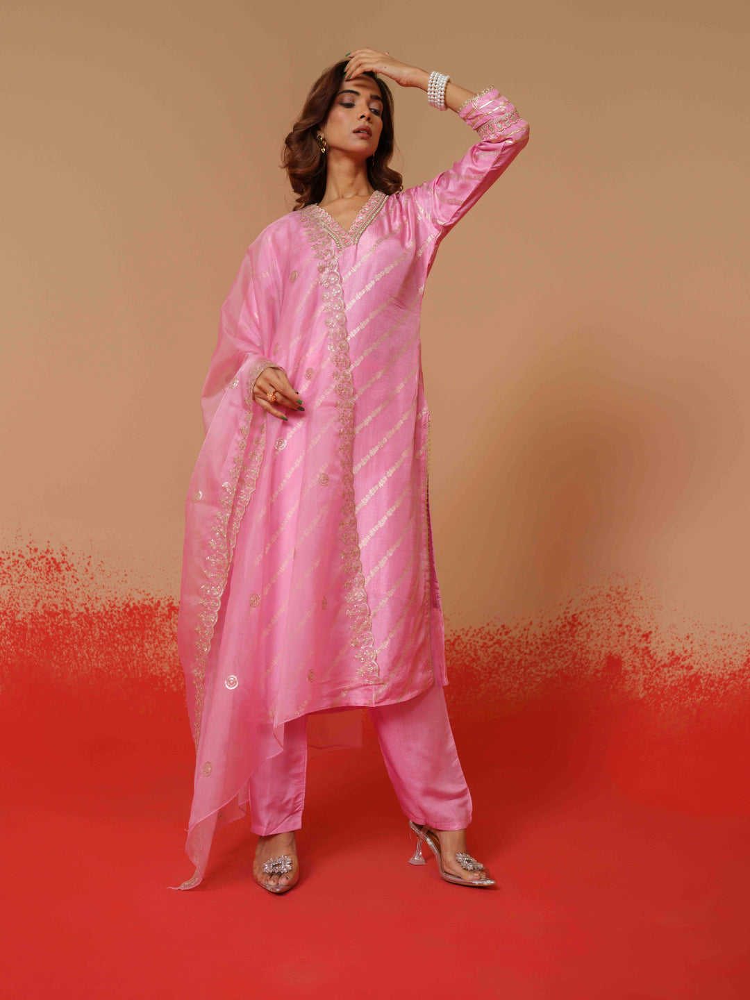 Tashvika Blush Heavy Suit Set