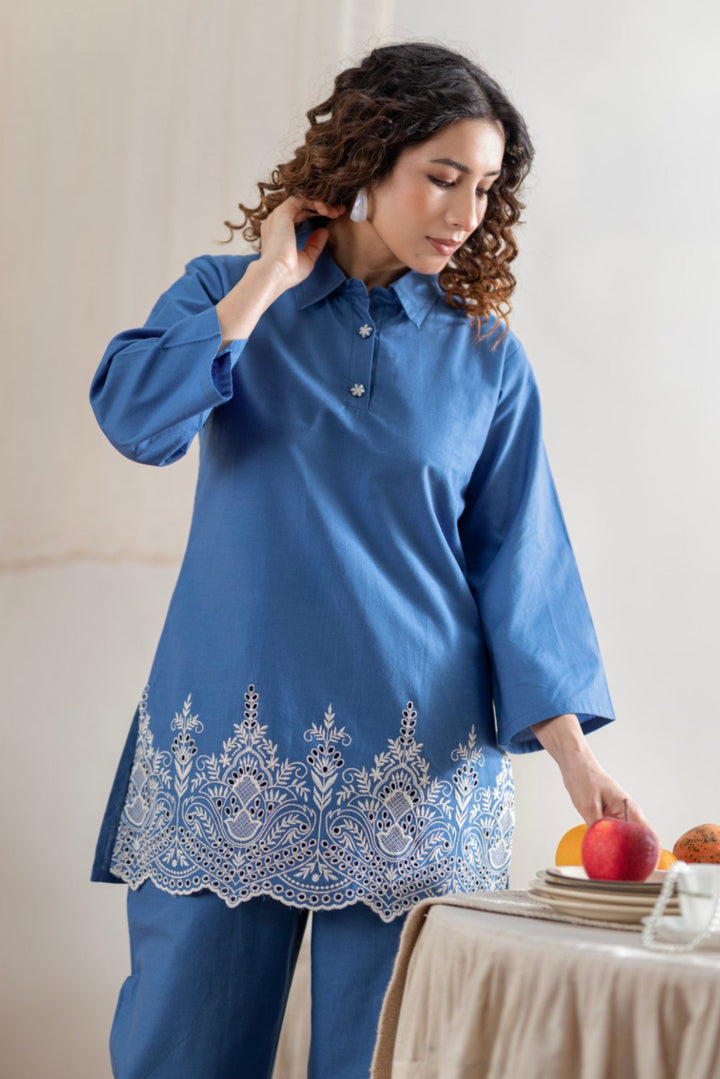 Sharad hibis embroidery cotton Co-ord set