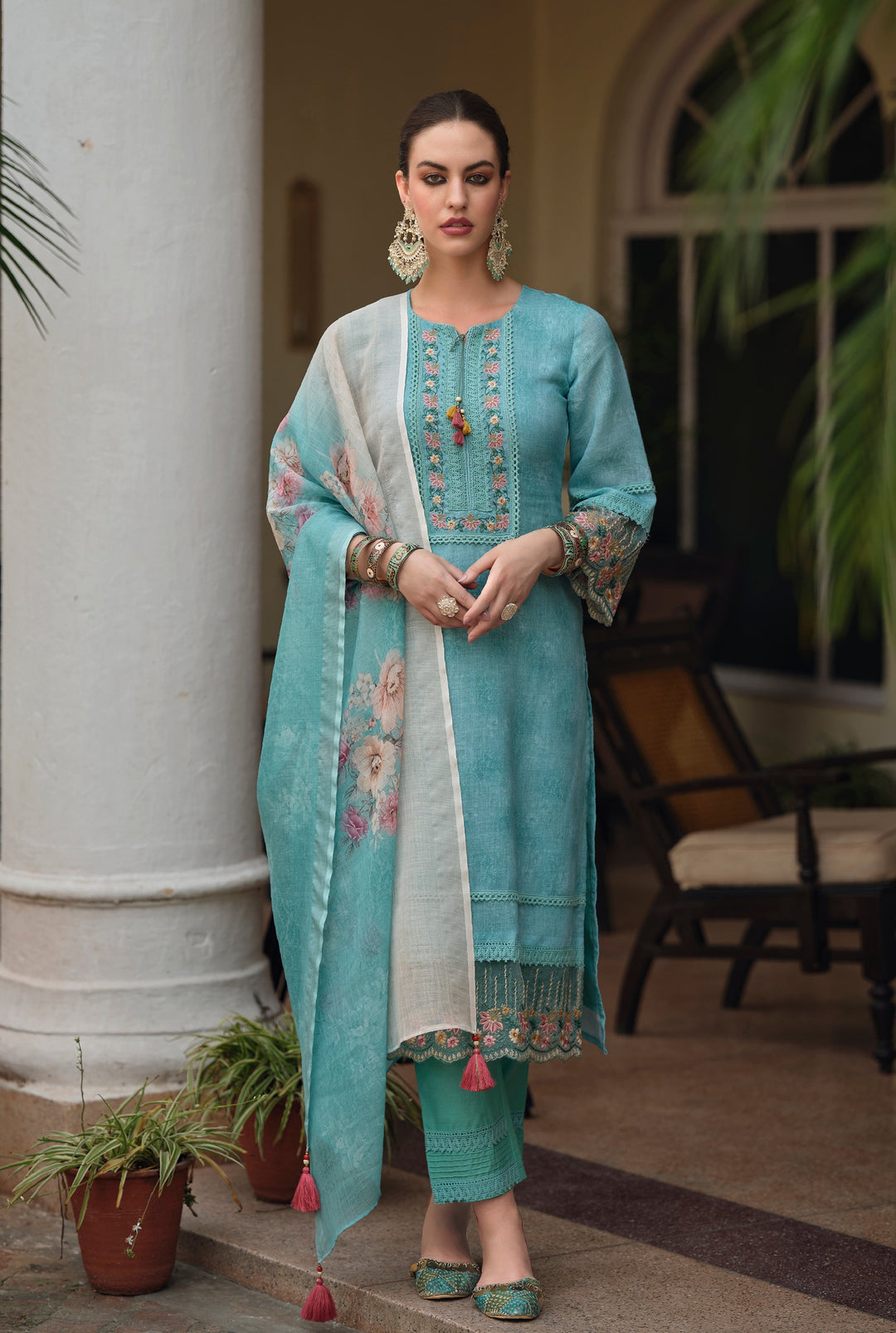 Feroza Teal Pakistani Suit Set