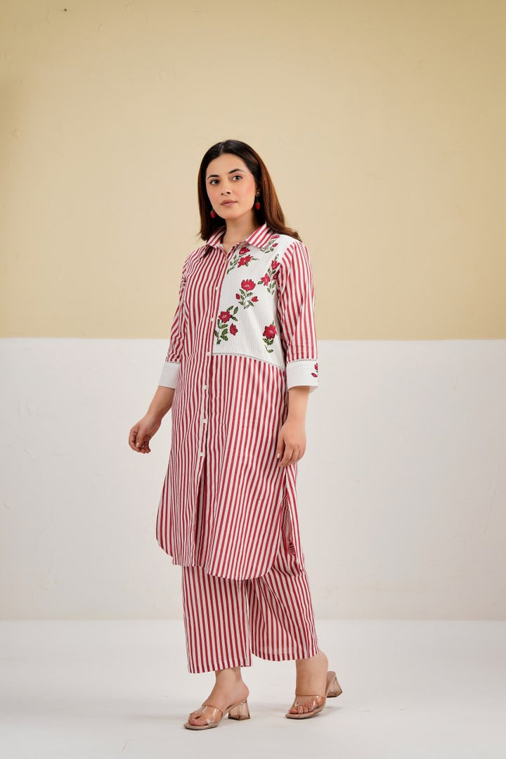 Tatva berry stripes cotton co-ord set
