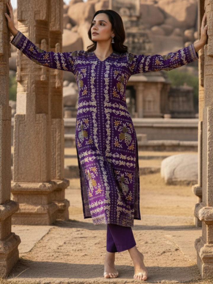 Kabool orchid printed Kurta pant set