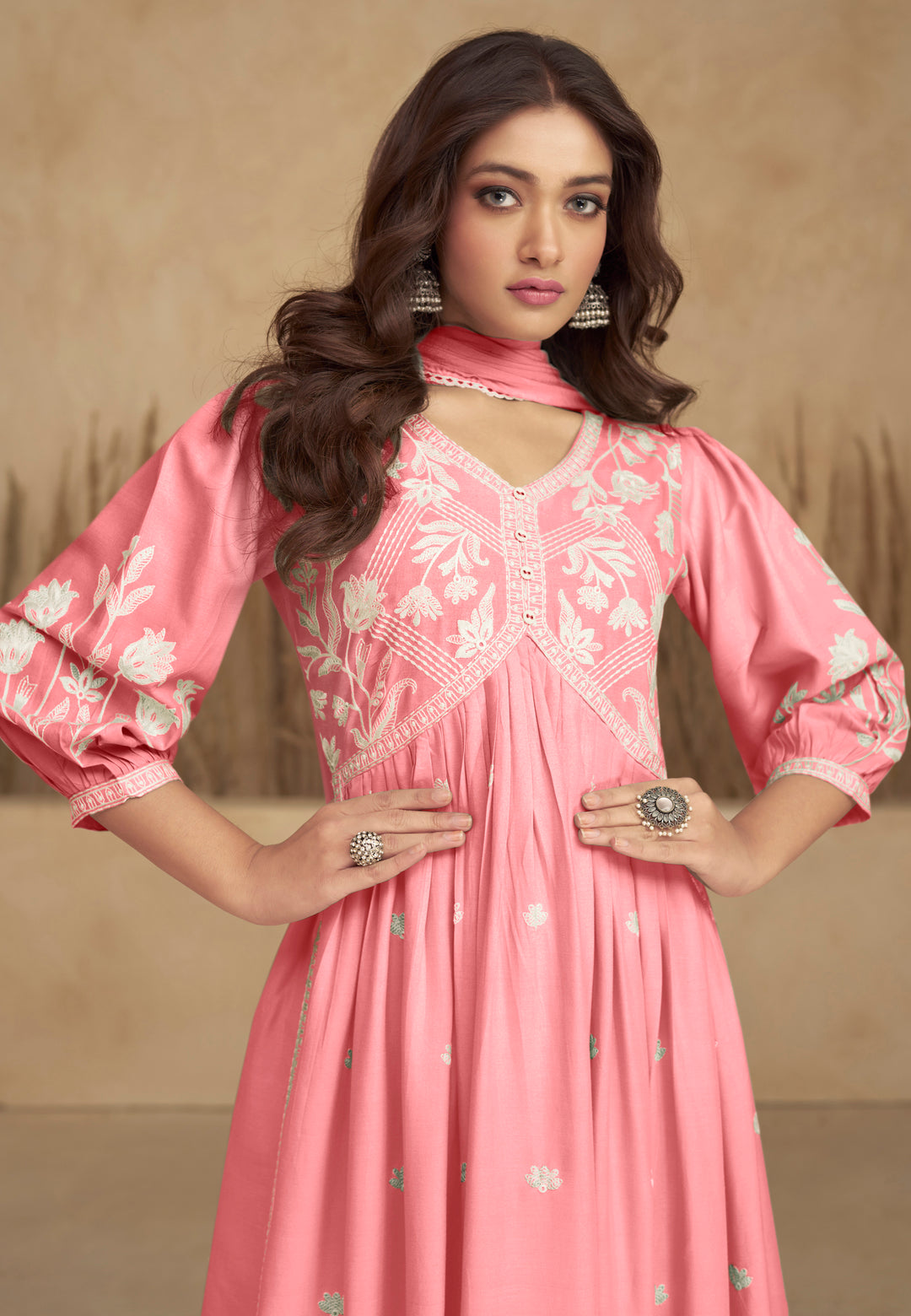 Abha Candy Full Embroidered Pallazo Suit Set