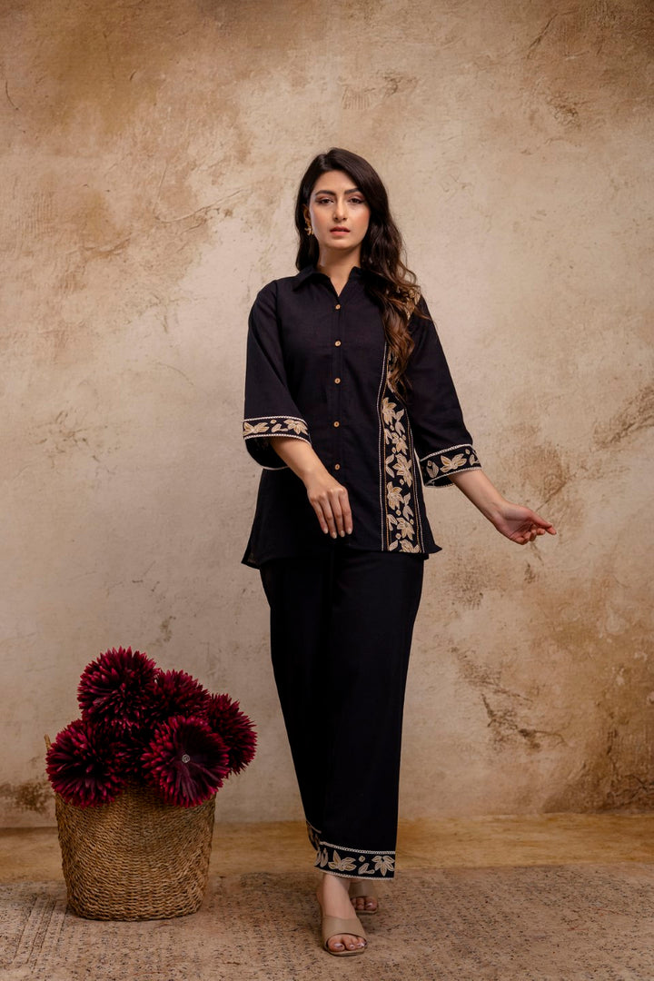 Viyona Jet Embroidered Co-ord Set