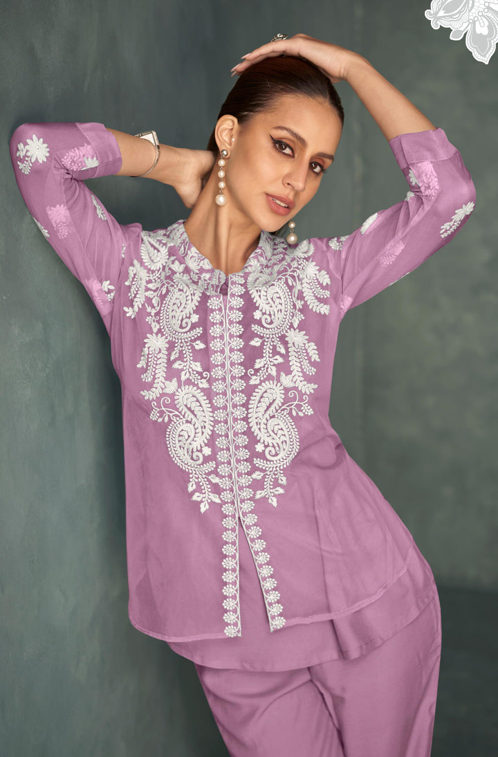 Saba Lilac Embroidered 3 pc Co-ord Set