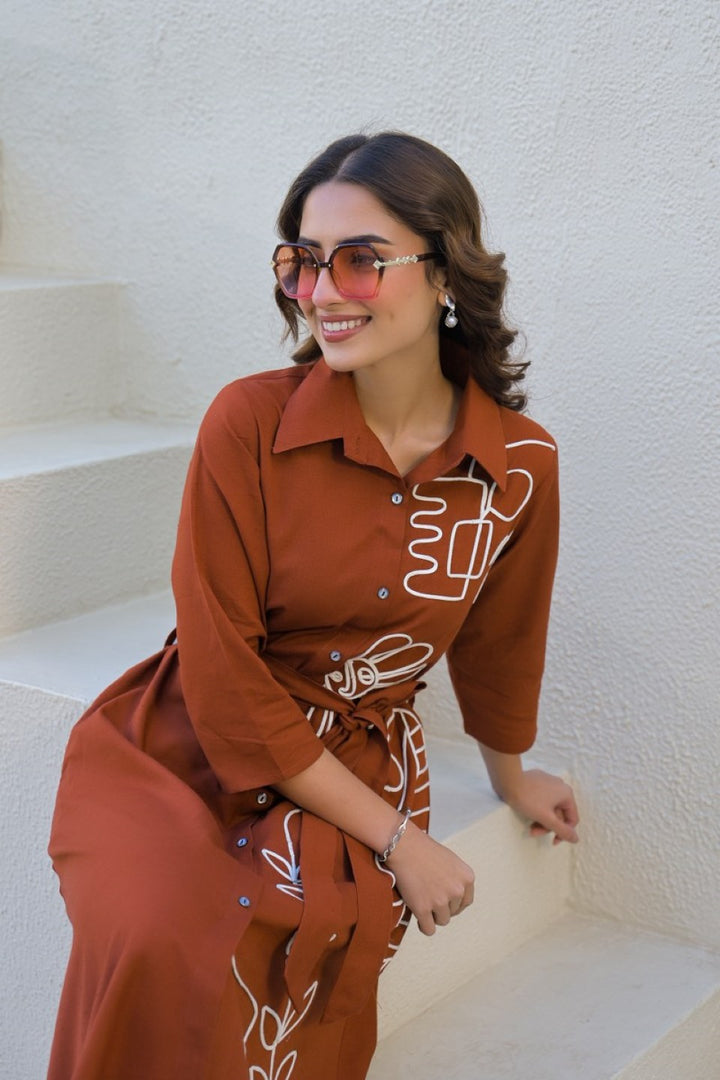 Tatva jasper embroidery cotton dress