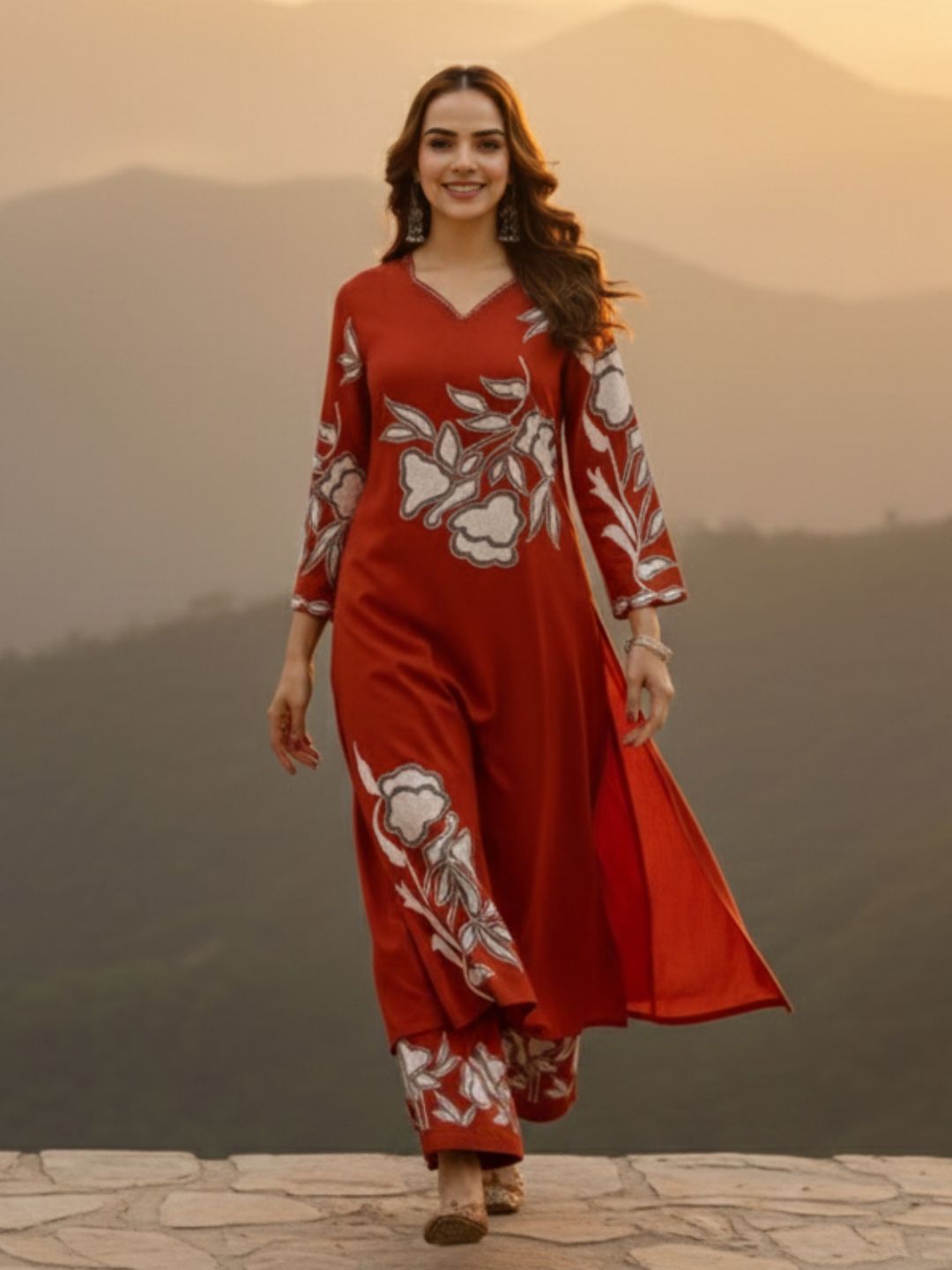 Bakul Rust Digital Print Kurta Pant Set