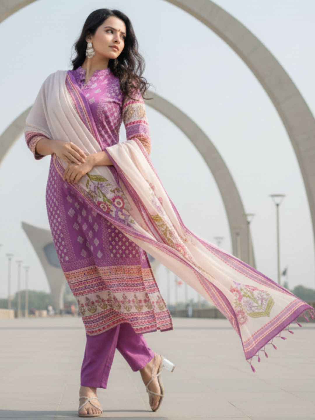 Shanti Orchid Printed Suit Set