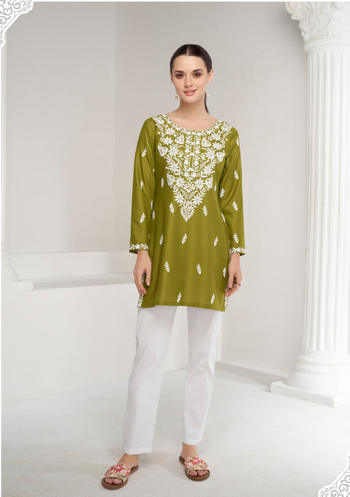 Chetna Olive Embroidery Kurta