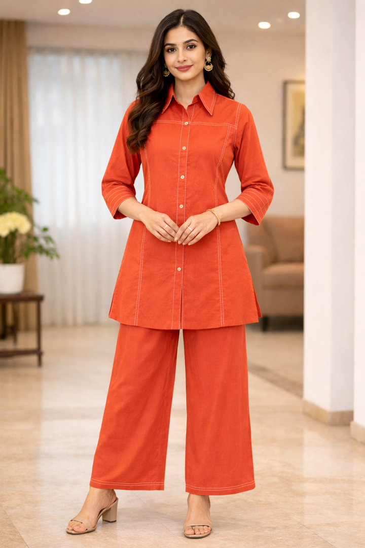 Akshara Apricot Cotton Co-ord Set