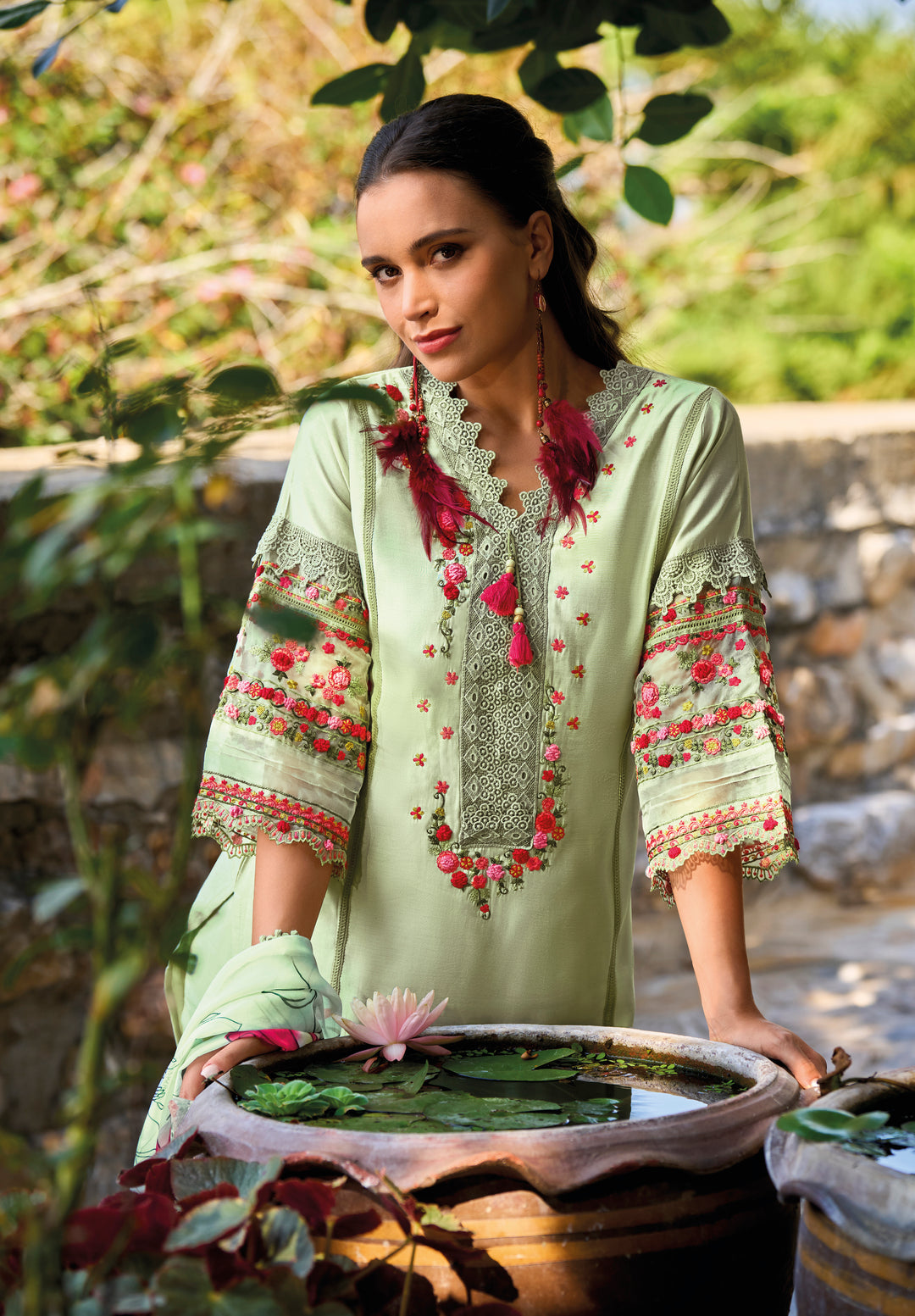 Nida Mint Full Embroidery Pakistani Suit Set