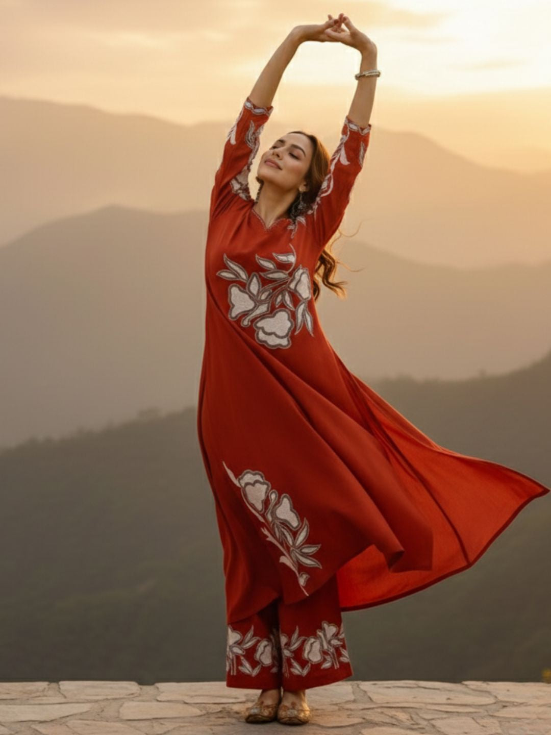 Bakul Rust Digital Print Kurta Pant Set