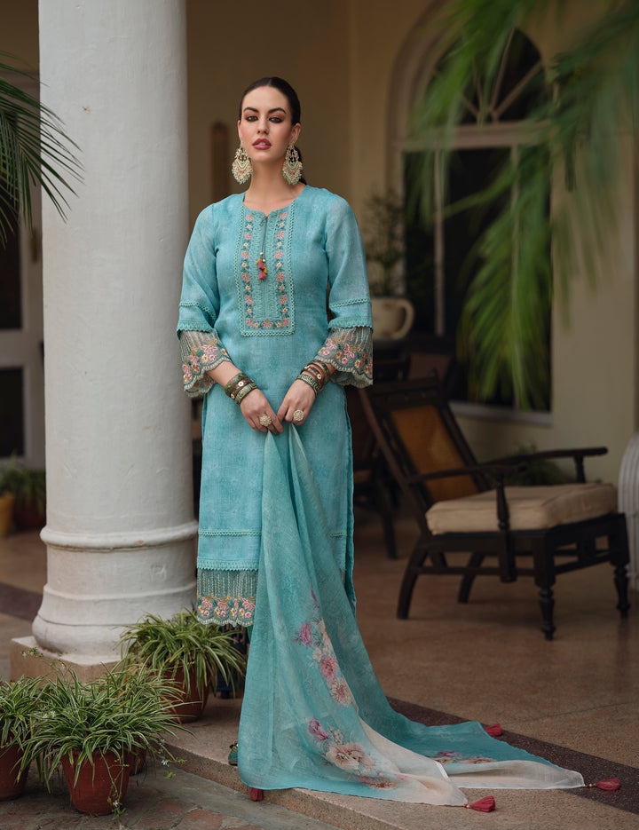 Feroza Teal Pakistani Suit Set