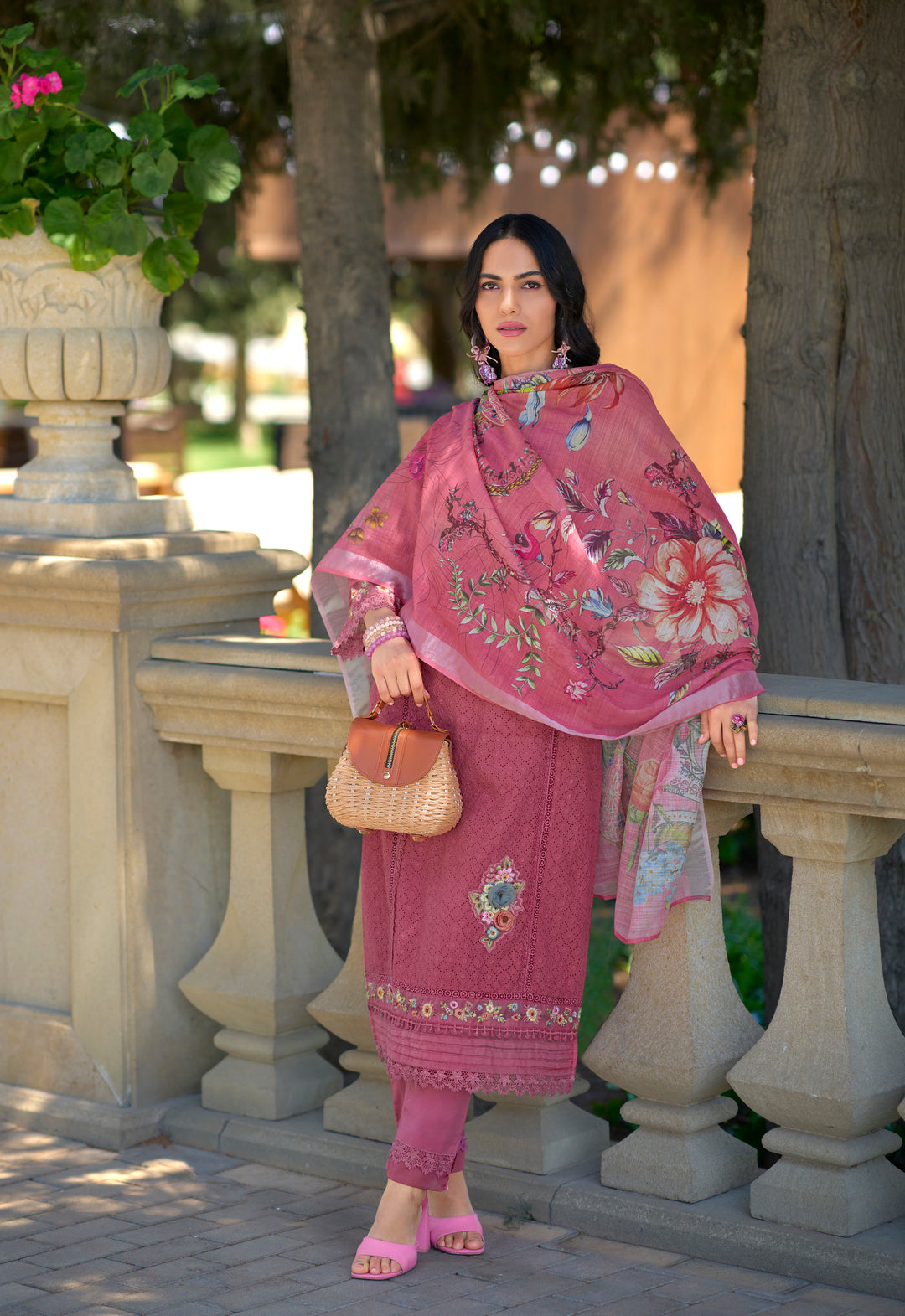 SARFARISH FLAMINGO SCHIFFLI HEAVY PAKISTANI SUIT SET