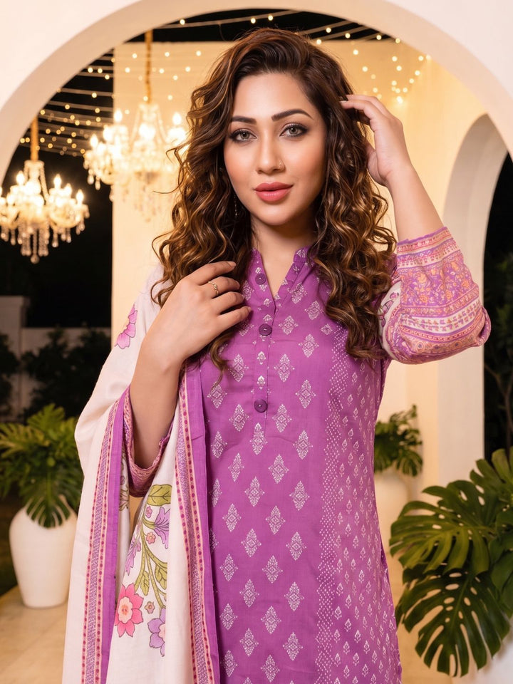 Shanti Orchid Printed Suit Set