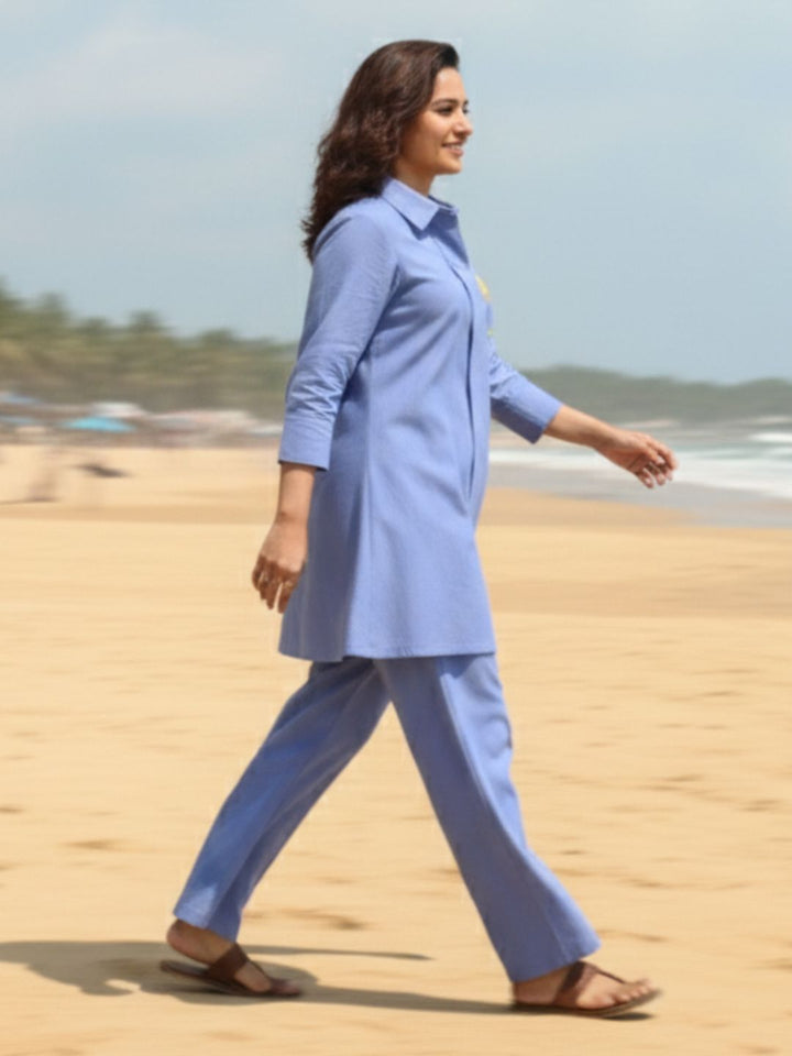 Colba Ocean Cotton Embroidery Co-ord Set