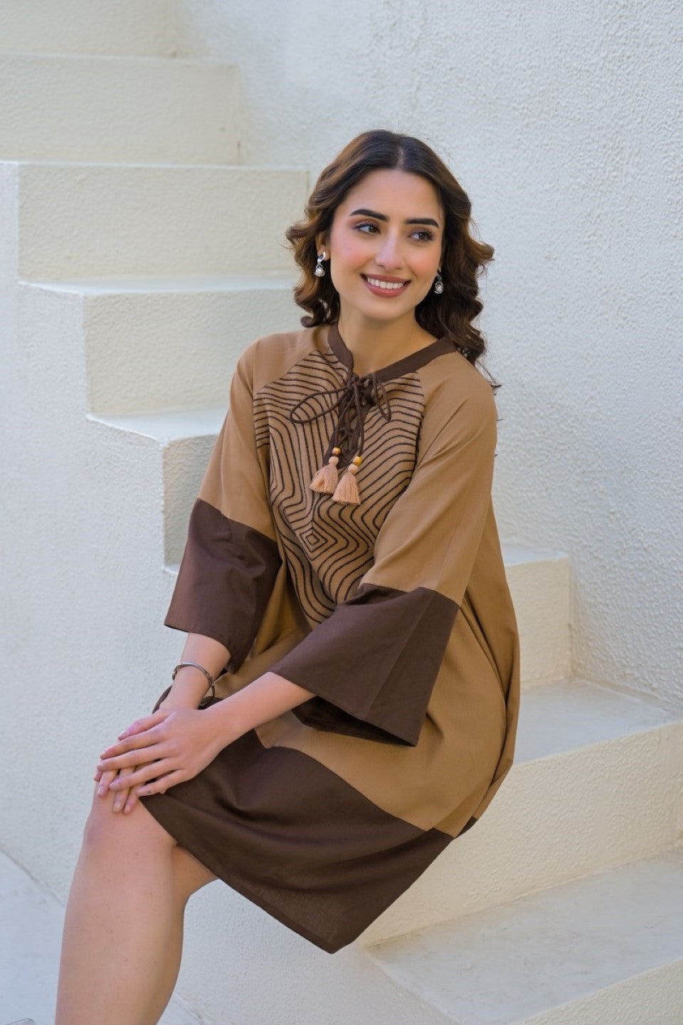 Tatva peanut cotton dress