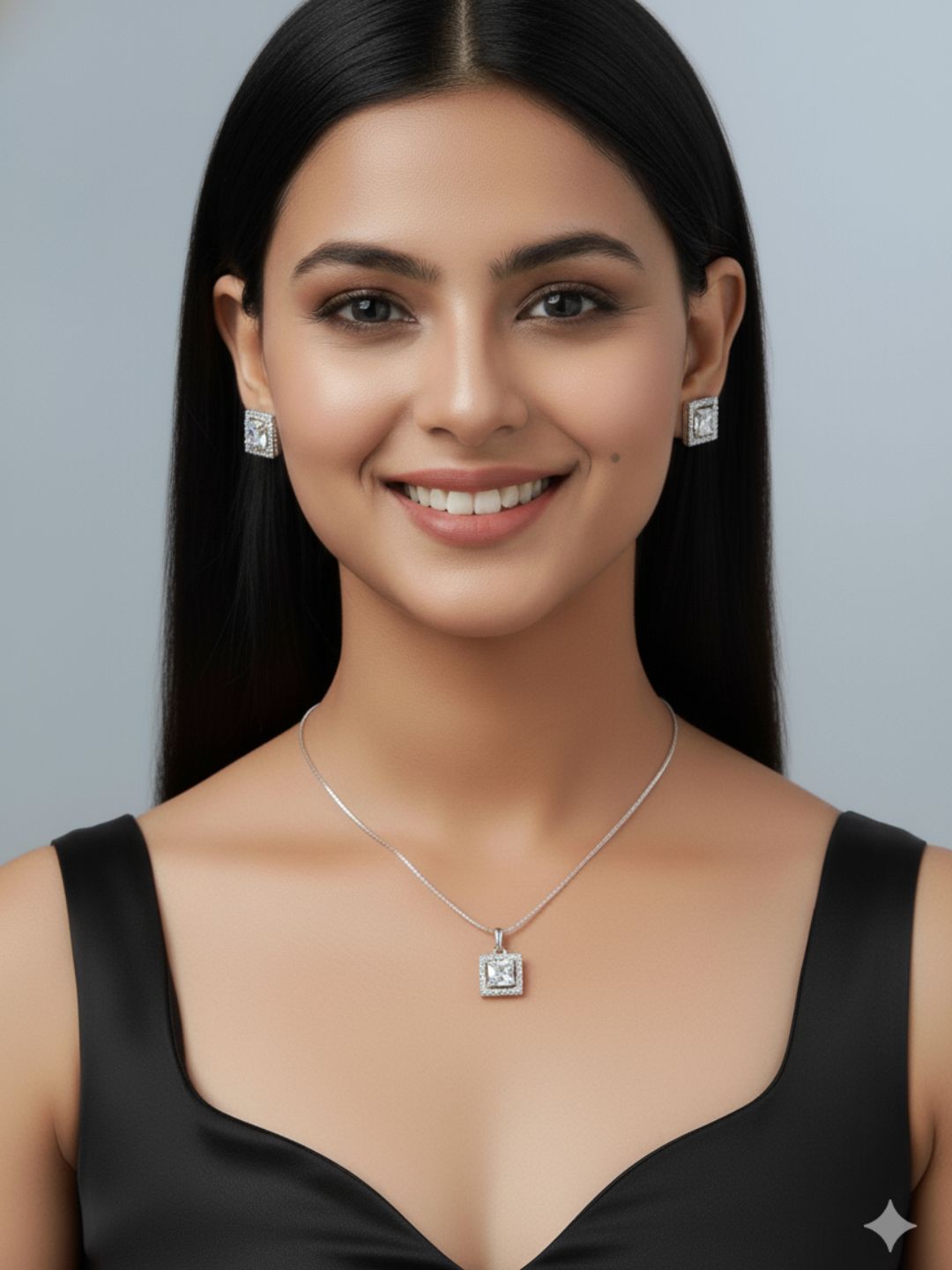 Shama Diamond Earing & Pendant Set