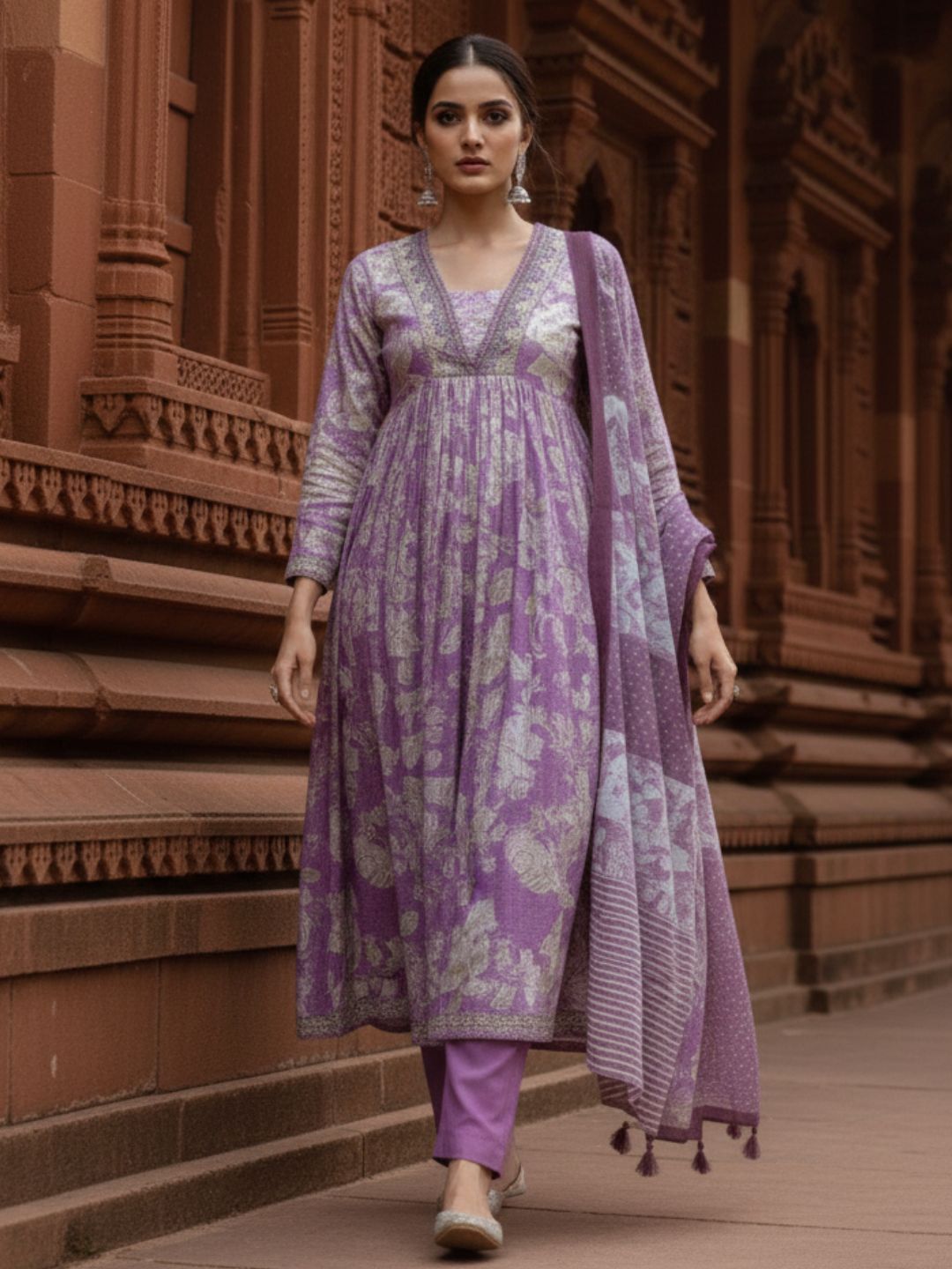 Tejaswi Lilac Floral Suit Set