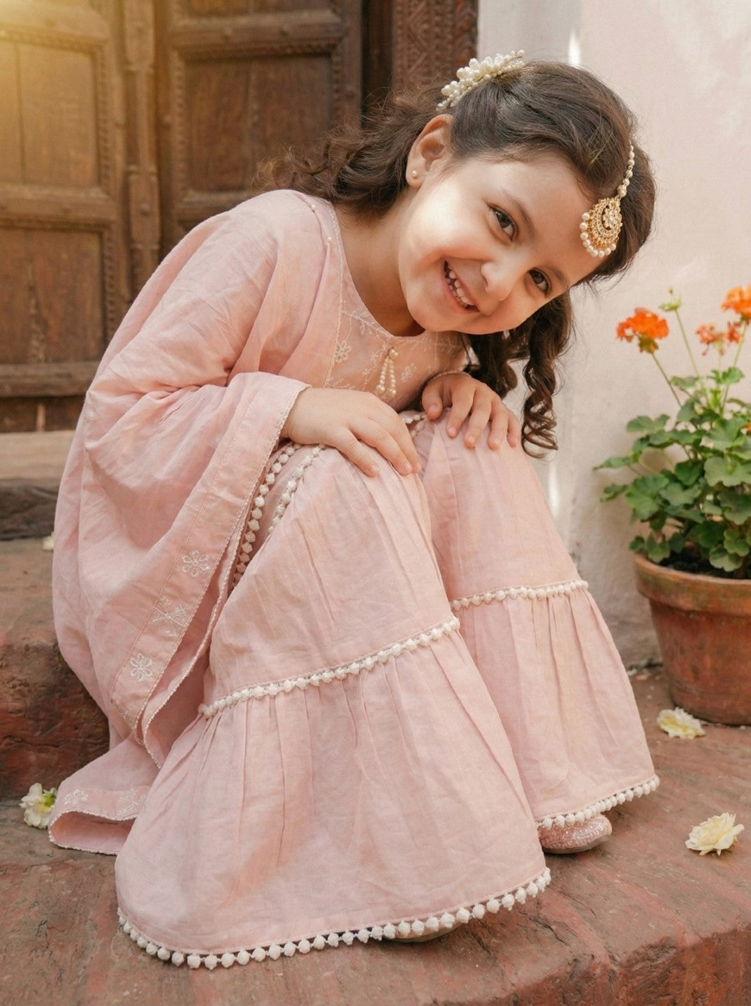 Joy taffy embroidery kids cotton suit set