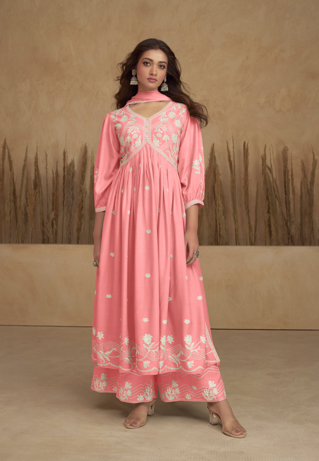 Abha Candy Full Embroidered Pallazo Suit Set