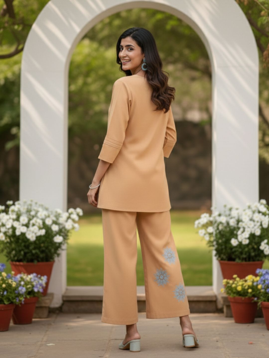 Raftar Tan Embrodiery Co-ord Set