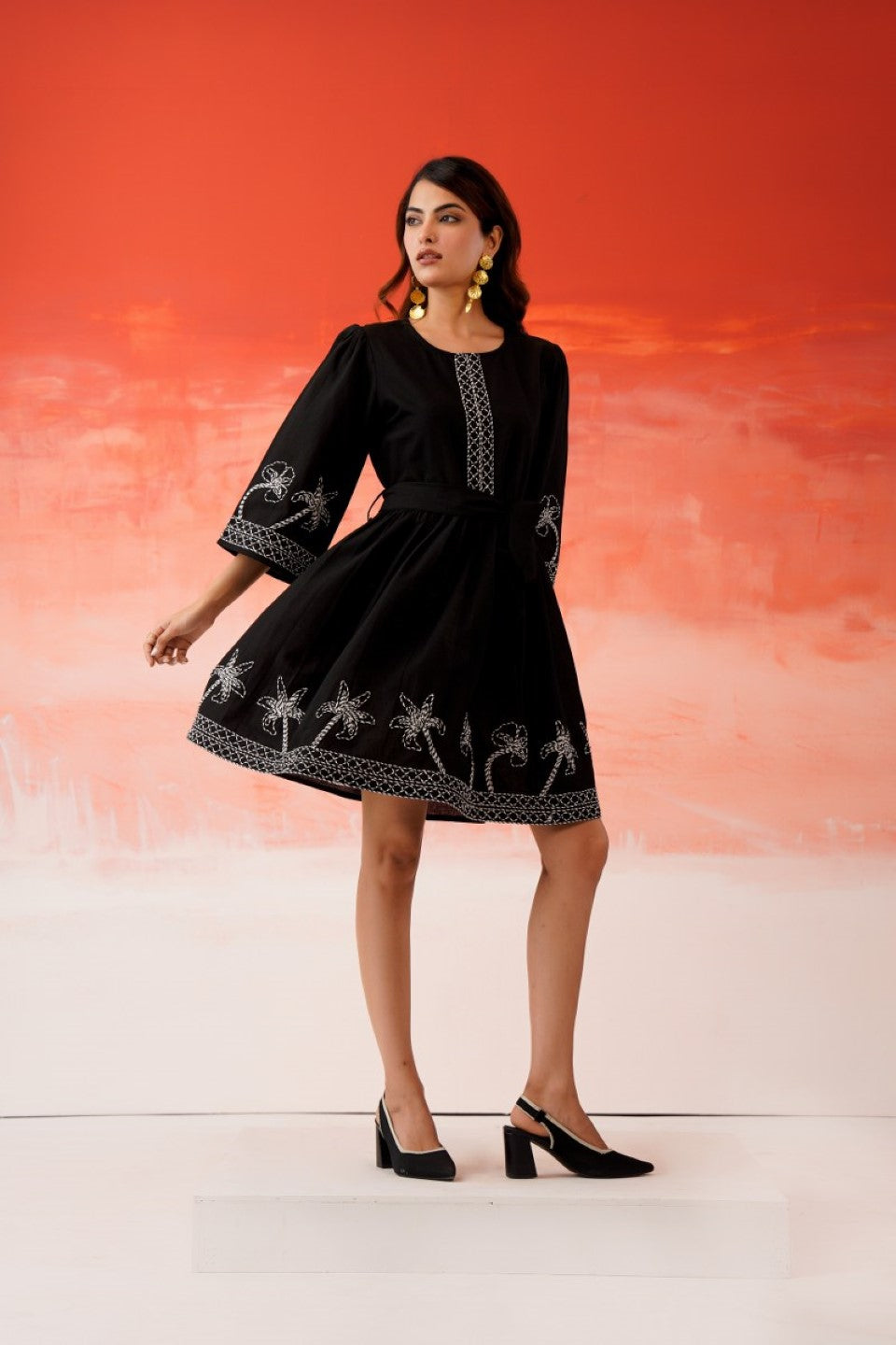 Tatva anchor embroidery cotton dress