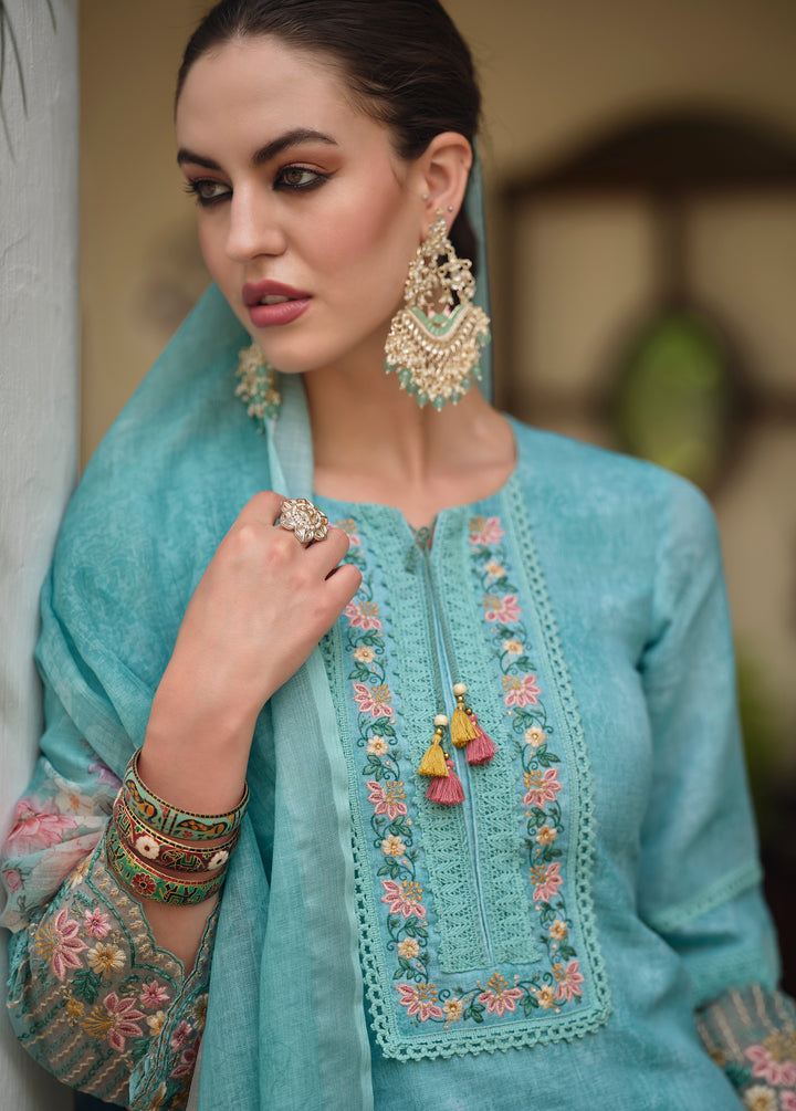 Feroza Teal Pakistani Suit Set