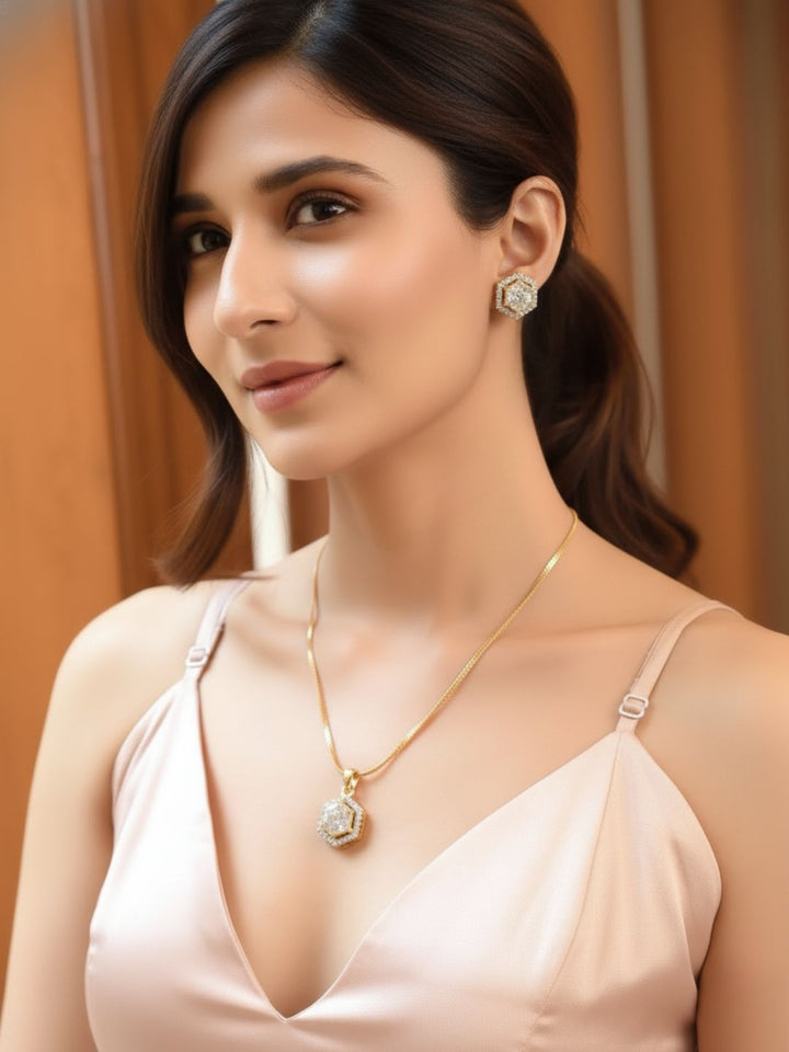 Shama Diamond Earing & Pendant Set