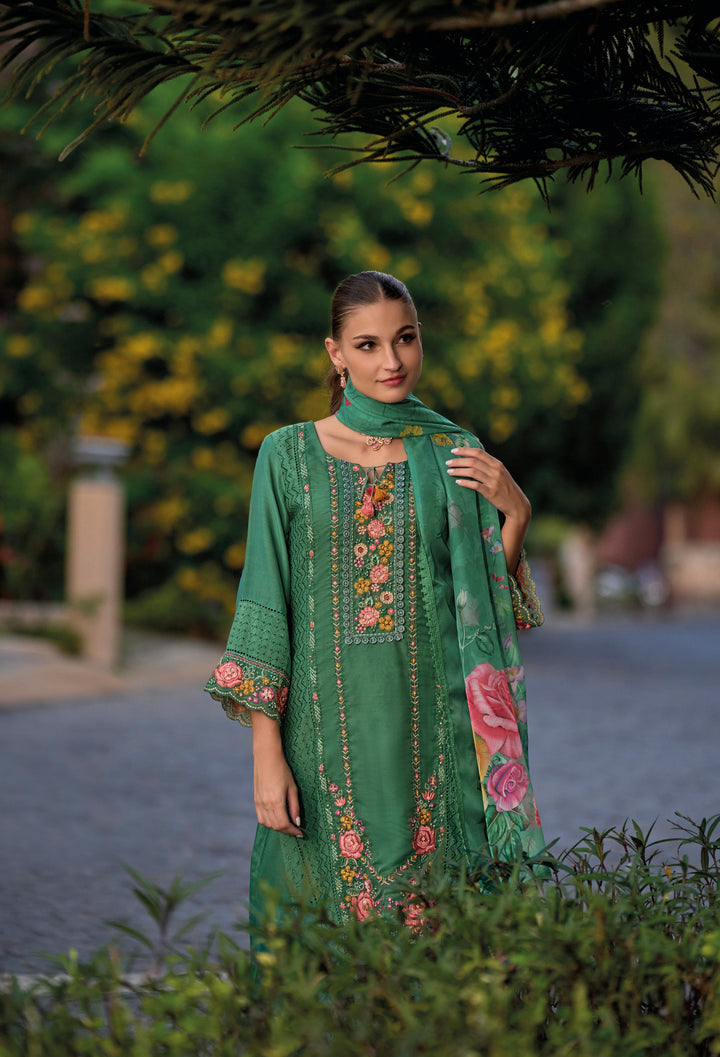 HUMSAFAR TREEGREEN SCHIFFLI HEAVY PAKISTANI SUIT SET