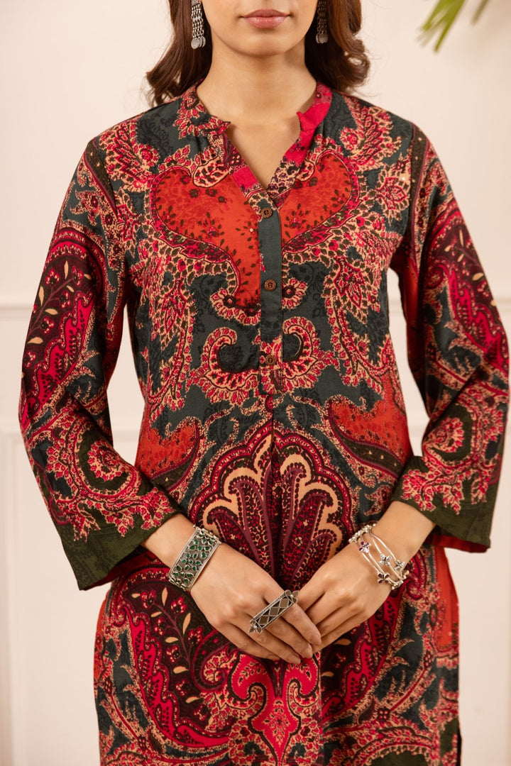 Karen cardinal printed cotton coord set