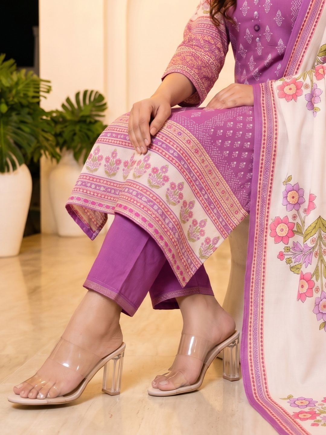 Shanti Orchid Printed Suit Set