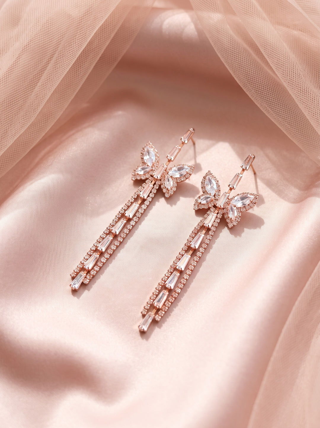 Crystal Butterfly Tassel Earrings