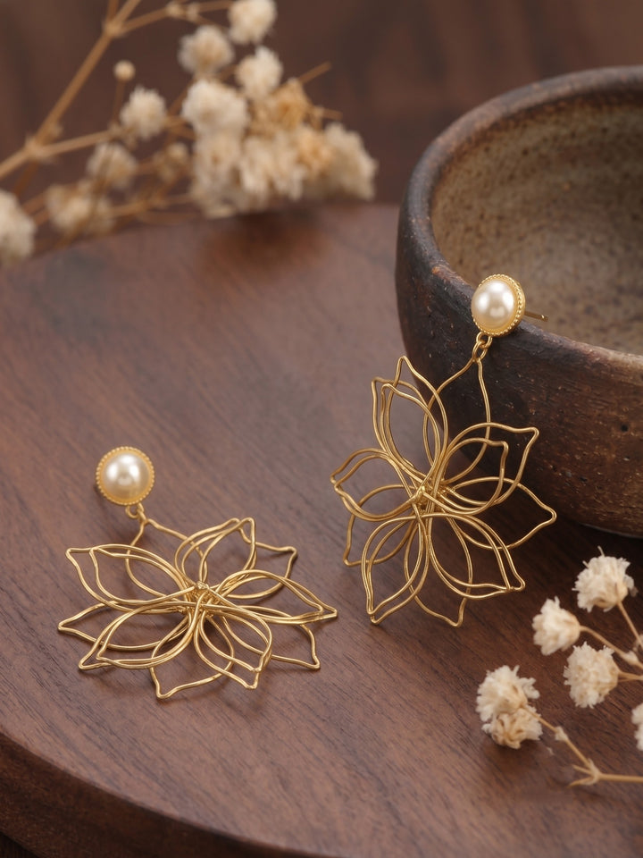 Golden Lotus Statement Earrings