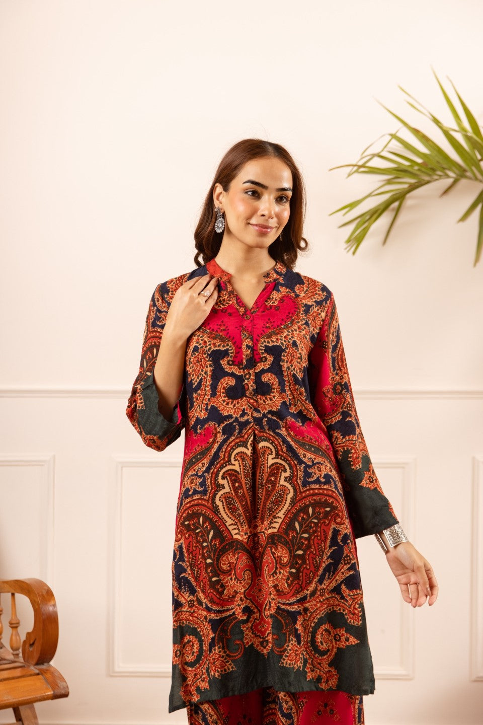 Karen cardinal printed cotton coord set