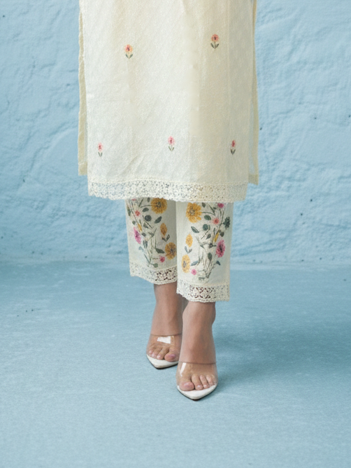 Kirti Mist Cotton Embroidered Suit Set